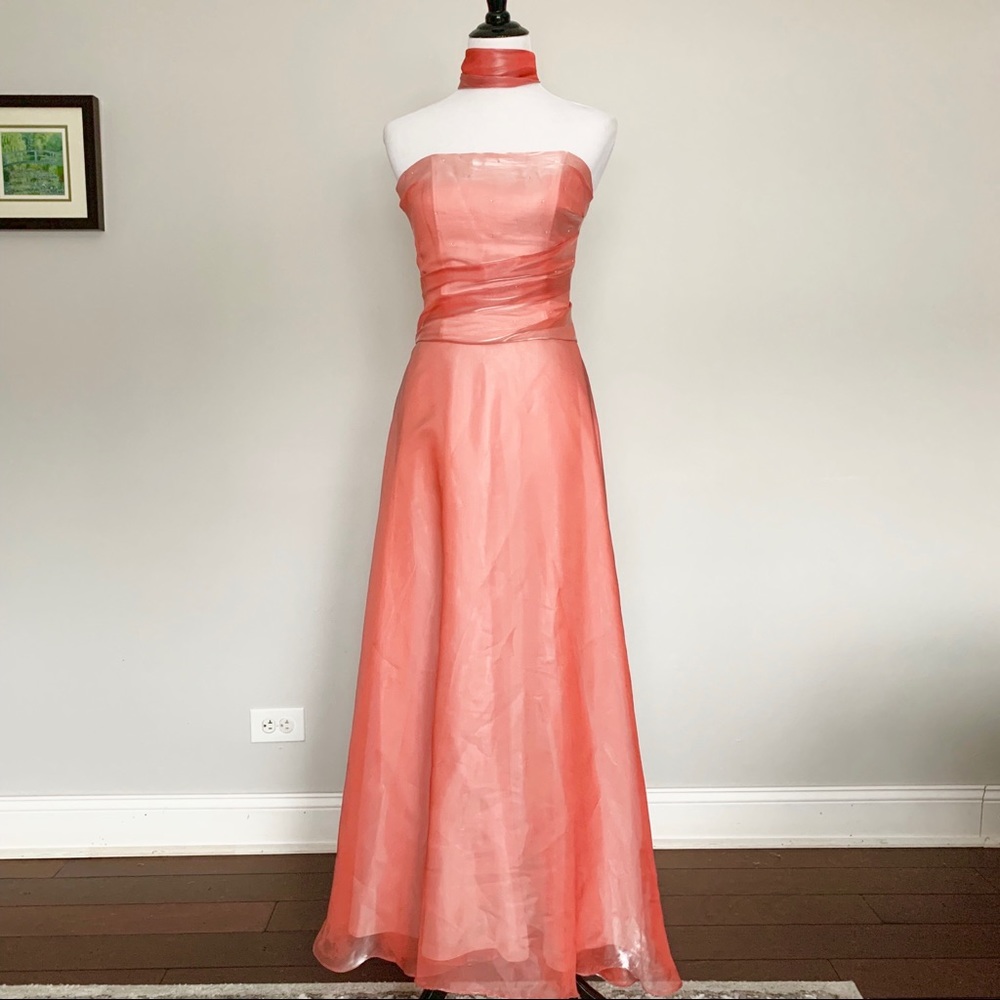 3pc Coral Crop w Skirt Dress Prom